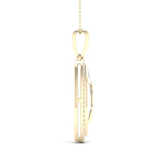 1/5 CT. T.w. Diamond Edge Elongated Marquise White Kintsugi-Style Pendant in 10K Gold with Ceramic