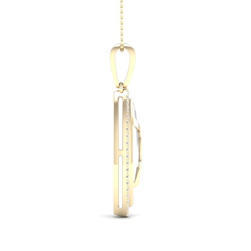 Main Image 3 of 1/5 CT. T.W. Diamond Edge Elongated Marquise White Kintsugi-Style Pendant in 10K Gold with Ceramic