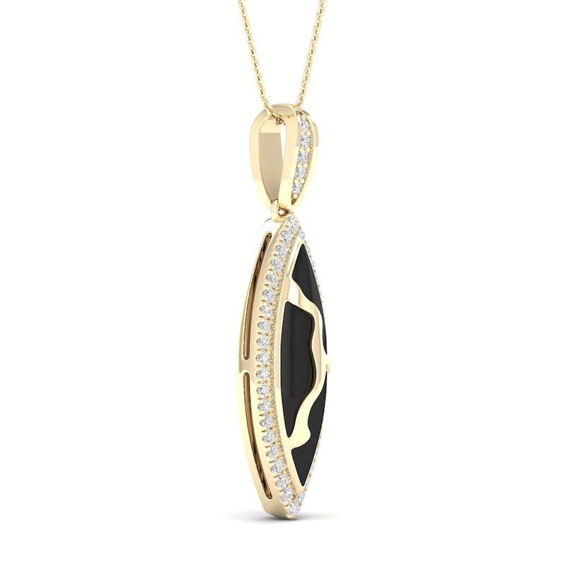 Main Image 2 of 1/5 CT. T.W. Diamond Edge Elongated Marquise Black Kintsugi-Style Pendant in 10K Gold with Ceramic