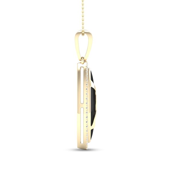 1/5 CT. T.w. Diamond Edge Elongated Marquise Black Kintsugi-Style Pendant in 10K Gold with Ceramic