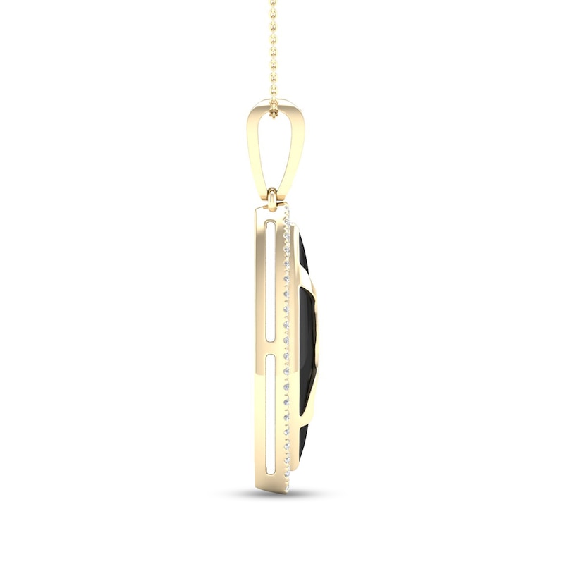 Main Image 3 of 1/5 CT. T.W. Diamond Edge Elongated Marquise Black Kintsugi-Style Pendant in 10K Gold with Ceramic