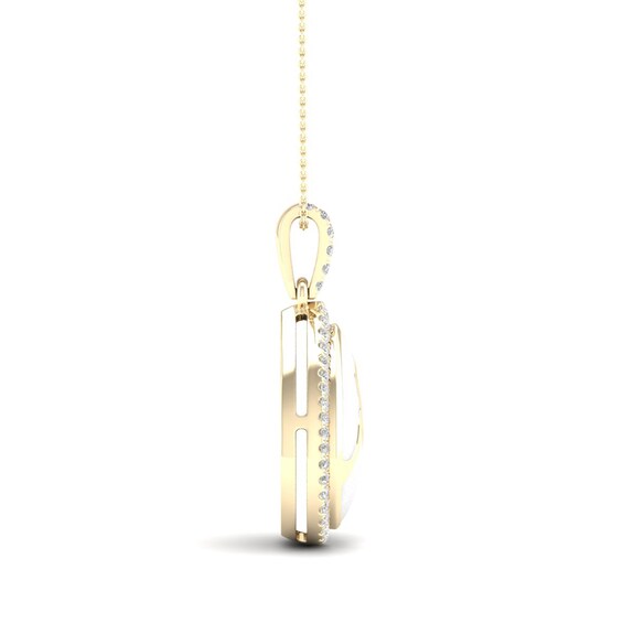 1/6 CT. T.w. Diamond Edge Teardrop White Kintsugi-Style Pendant in 10K Gold with Ceramic