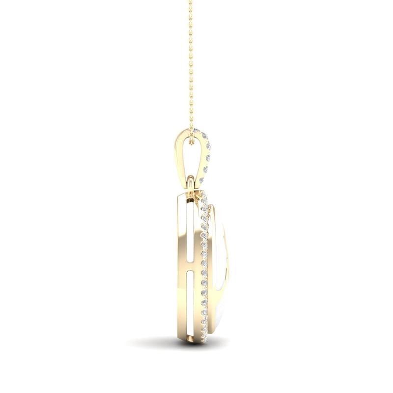 Main Image 3 of 1/6 CT. T.W. Diamond Edge Teardrop White Kintsugi-Style Pendant in 10K Gold with Ceramic
