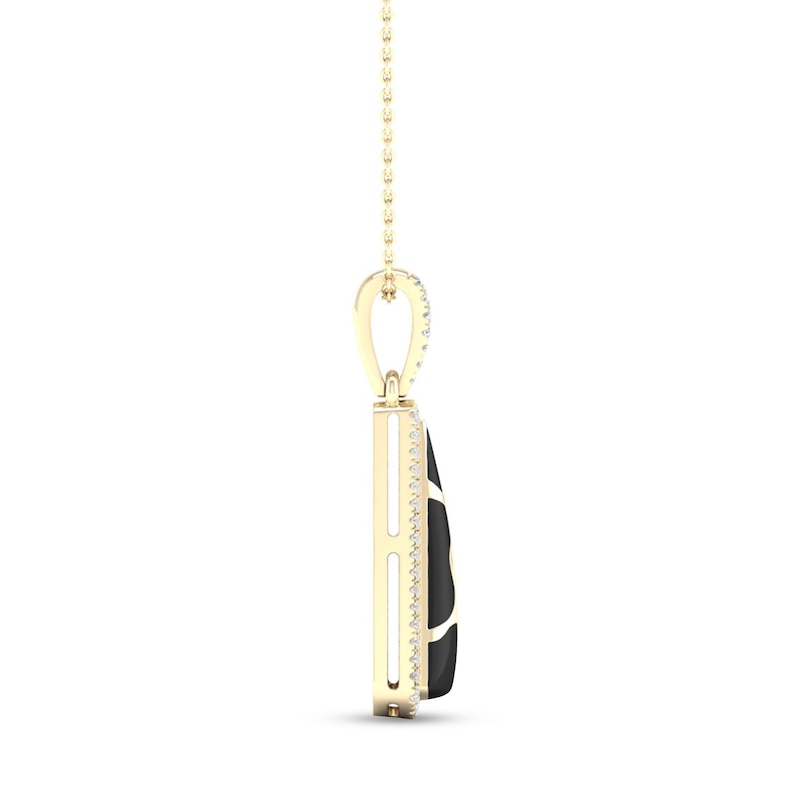 Main Image 3 of 1/6 CT. T.W. Diamond Edge Elongated Triangle Black Kintsugi-Style Pendant in 10K Gold with Ceramic