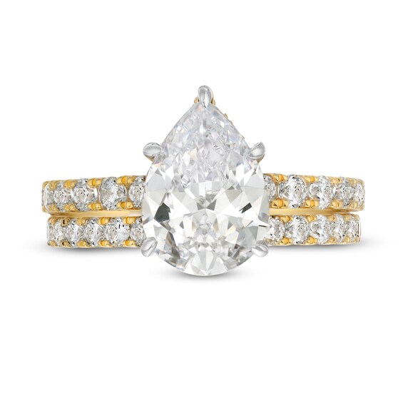 4-3/8 CT. T.w. Pear-Shaped Lab-Grown Diamond Hidden Halo Bridal Set in 14K Gold (I/Si2)
