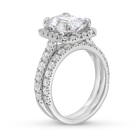 4-1/2 CT. T.w. Emerald-Cut Certified Lab-Grown Diamond Frame Bridal Set in 14K White Gold (I/Si2)