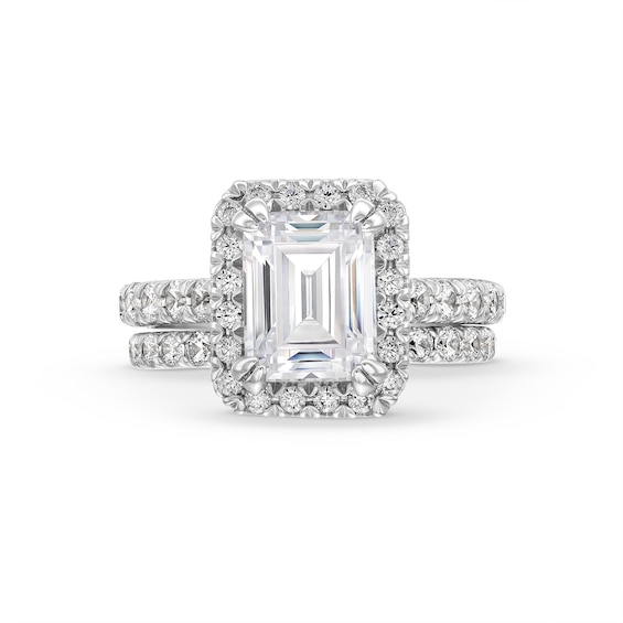4-1/2 CT. T.w. Emerald-Cut Certified Lab-Grown Diamond Frame Bridal Set in 14K White Gold (I/Si2)