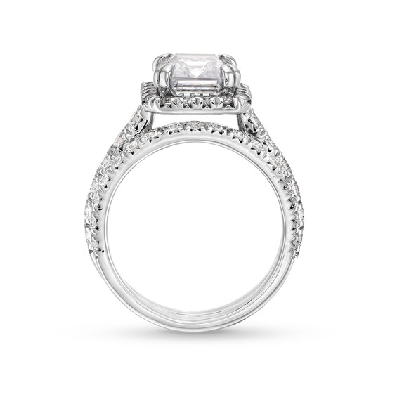 4-1/2 CT. T.w. Emerald-Cut Certified Lab-Grown Diamond Frame Bridal Set in 14K White Gold (I/Si2)
