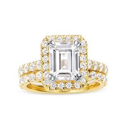 4-1/2 CT. T.W. Emerald-Cut Certified Lab-Grown Diamond Frame Bridal Set in 14K Gold (I/SI2)