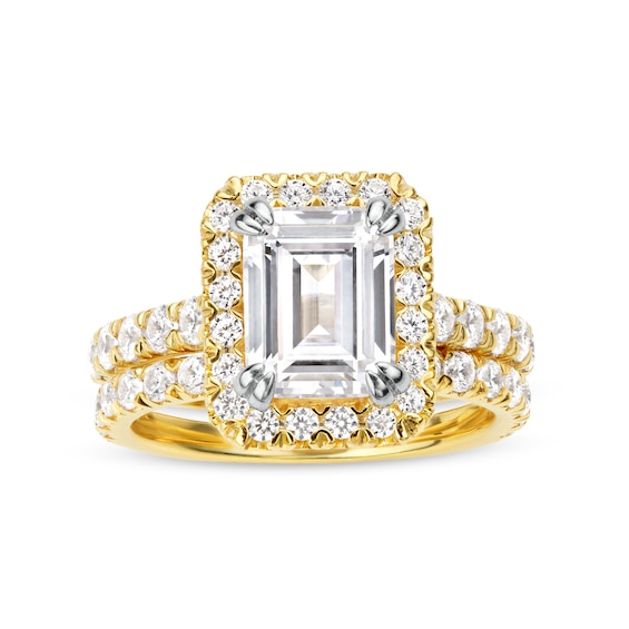 4-1/2 CT. T.w. Emerald-Cut Certified Lab-Grown Diamond Frame Bridal Set in 14K Gold (I/Si2)