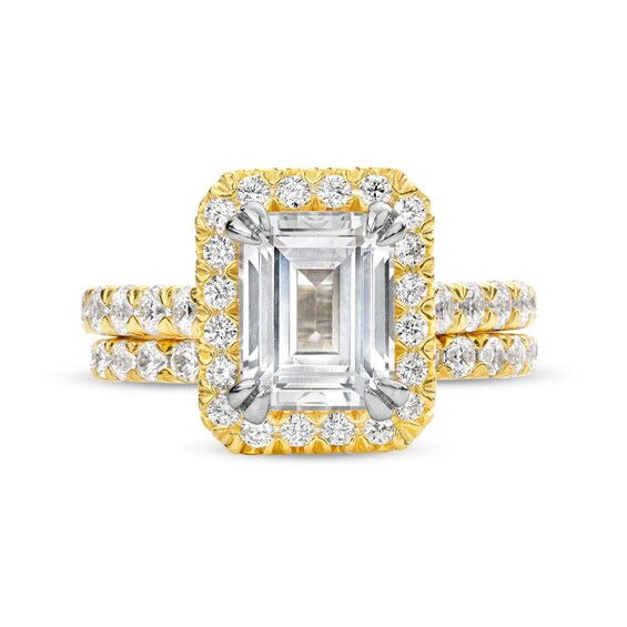 4-1/2 CT. T.w. Emerald-Cut Certified Lab-Grown Diamond Frame Bridal Set in 14K Gold (I/Si2)