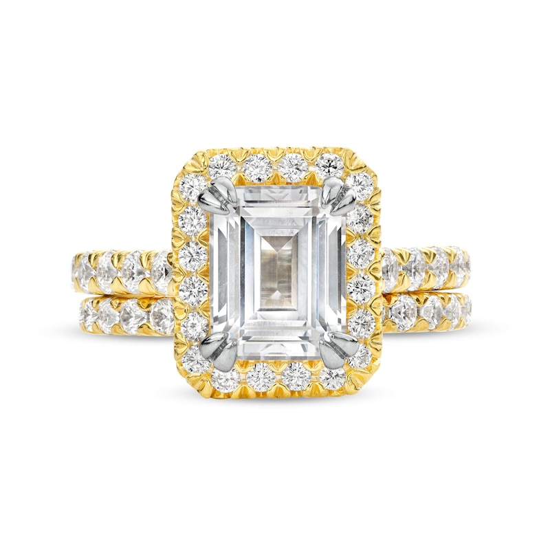 4.45 CT. T.W. Emerald-Cut Certified Lab-Created Diamond Frame Bridal ...
