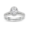 Thumbnail Image 1 of 1-1/3 CT. T.W. Oval Lab-Grown Diamond Frame Bridal Set in 14K White Gold (F/SI2)