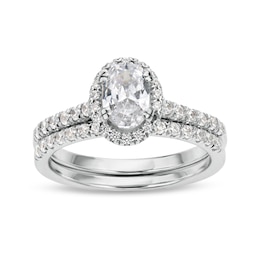 1-1/3 CT. T.W. Oval Lab-Grown Diamond Frame Bridal Set in 14K White Gold (F/SI2)
