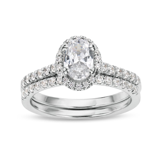 1-1/3 CT. T.w. Oval Lab-Grown Diamond Frame Bridal Set in 14K White Gold (F/Si2)