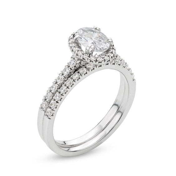 1-1/3 CT. T.w. Oval Lab-Grown Diamond Frame Bridal Set in 14K White Gold (F/Si2)