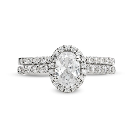 1-1/3 CT. T.w. Oval Lab-Grown Diamond Frame Bridal Set in 14K White Gold (F/Si2)