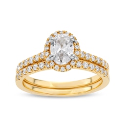 1-1/3 CT. T.W. Oval Lab-Grown Diamond Frame Bridal Set in 14K Gold (F/SI2)
