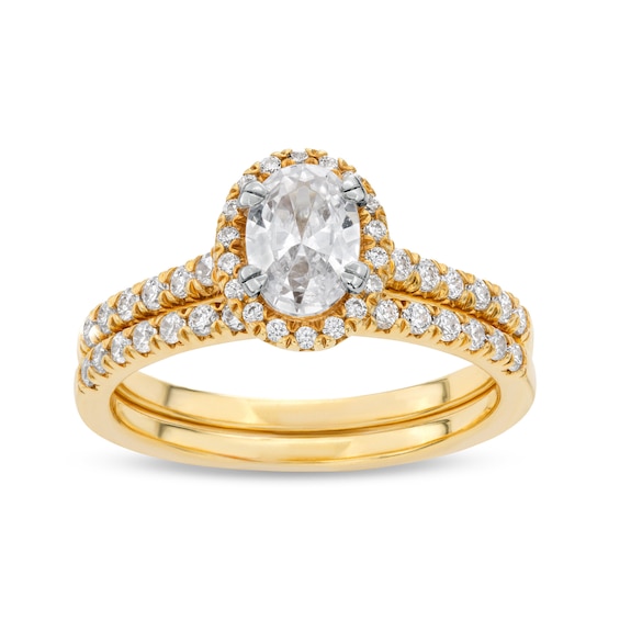 1-1/3 CT. T.w. Oval Lab-Grown Diamond Frame Bridal Set in 14K Gold (F/Si2)