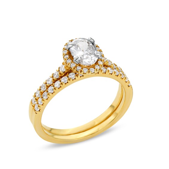 1-1/3 CT. T.w. Oval Lab-Grown Diamond Frame Bridal Set in 14K Gold (F/Si2)