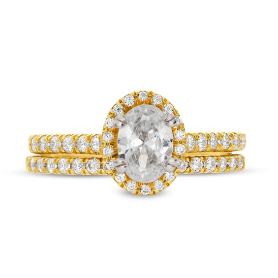 1-1/3 CT. T.w. Oval Lab-Grown Diamond Frame Bridal Set in 14K Gold (F/Si2)