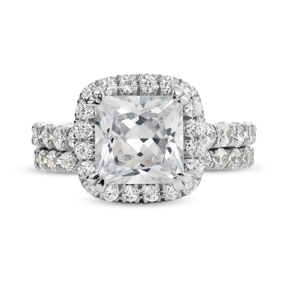 4-1/2 CT. T.w. Princess-Cut Certified Lab-Grown Diamond Cushion Frame Bridal Set in 14K White Gold (I/Si2)