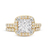 Thumbnail Image 4 of 4-1/2 CT. T.W. Princess-Cut Certified Lab-Grown Diamond Cushion Frame Bridal Set in 14K Gold (I/SI2)