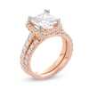 Thumbnail Image 3 of 4-1/2 CT. T.W. Princess-Cut Certified Lab-Grown Diamond Cushion Frame Bridal Set in 14K Rose Gold (I/SI2)