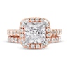 Thumbnail Image 4 of 4-1/2 CT. T.W. Princess-Cut Certified Lab-Grown Diamond Cushion Frame Bridal Set in 14K Rose Gold (I/SI2)