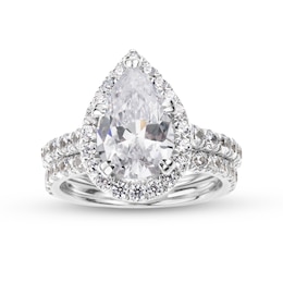 4-1/2 CT. T.W. Pear-Shaped Certified Lab-Grown Diamond Frame Bridal Set in 14K White Gold (I/SI2)