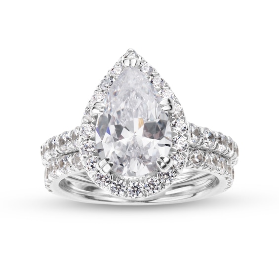 4-1/2 CT. T.w. Pear-Shaped Certified Lab-Grown Diamond Frame Bridal Set in 14K White Gold (I/Si2)