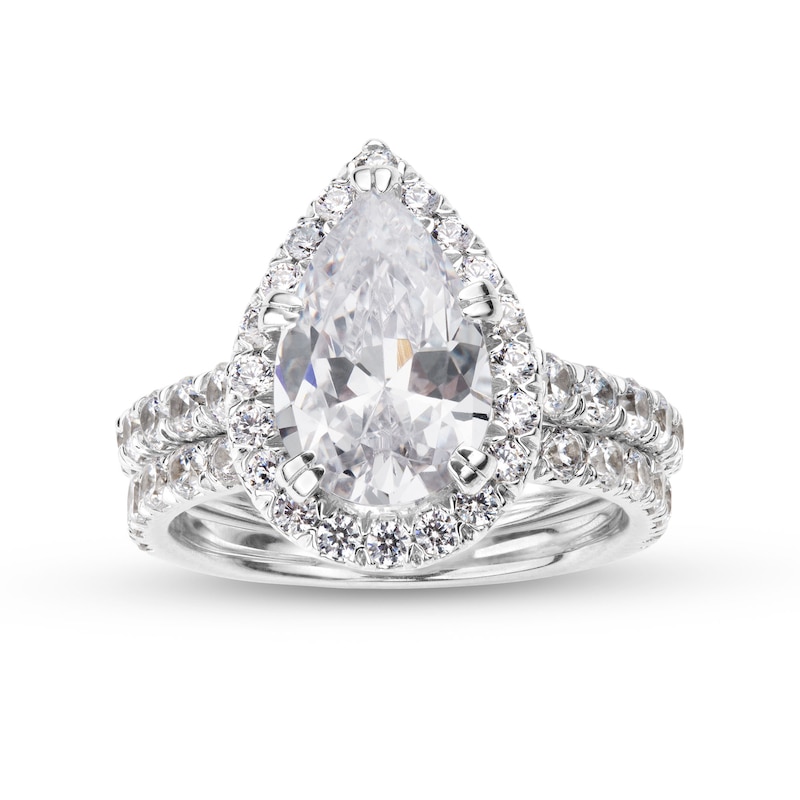 Main Image 1 of 4-1/2 CT. T.W. Pear-Shaped Certified Lab-Grown Diamond Frame Bridal Set in 14K White Gold (I/SI2)