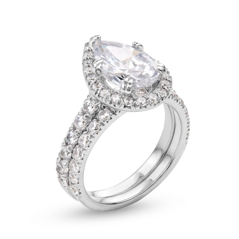 Main Image 3 of 4-1/2 CT. T.W. Pear-Shaped Certified Lab-Grown Diamond Frame Bridal Set in 14K White Gold (I/SI2)