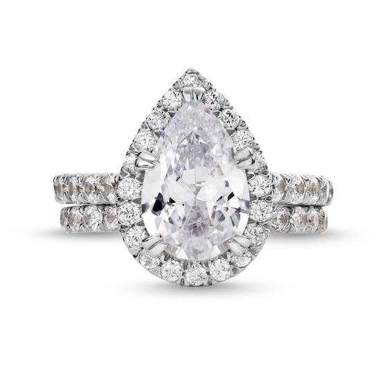 4-1/2 CT. T.w. Pear-Shaped Certified Lab-Grown Diamond Frame Bridal Set in 14K White Gold (I/Si2)
