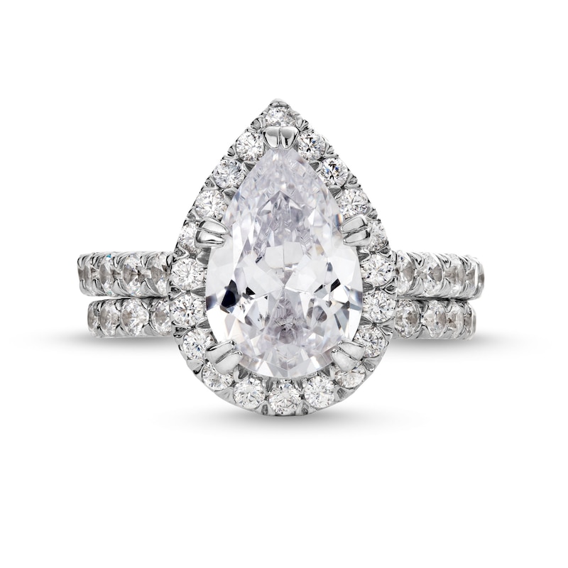 Main Image 4 of 4-1/2 CT. T.W. Pear-Shaped Certified Lab-Grown Diamond Frame Bridal Set in 14K White Gold (I/SI2)