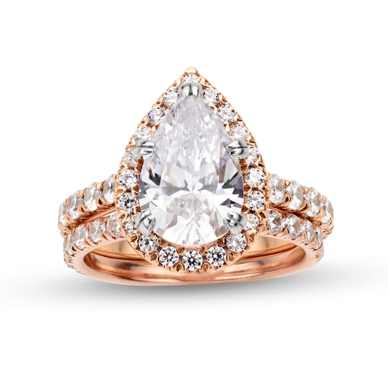 4-1/2 CT. T.w. Pear-Shaped Certified Lab-Grown Diamond Frame Bridal Set in 14K Rose Gold (I/Si2)