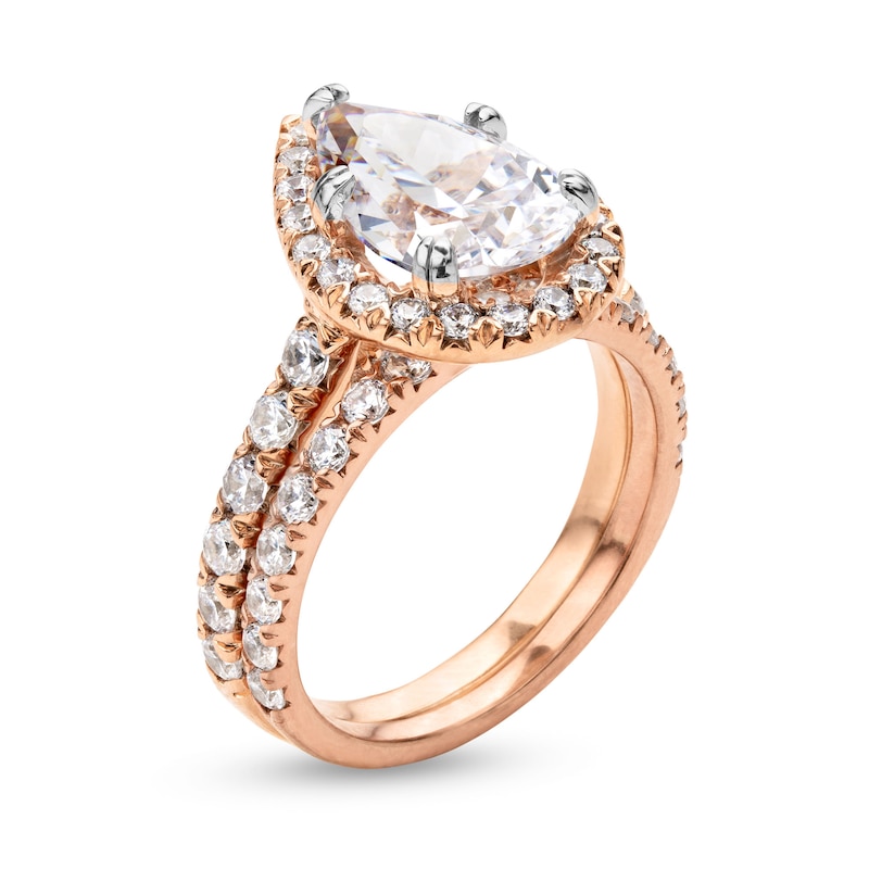 Main Image 3 of 4-1/2 CT. T.W. Pear-Shaped Certified Lab-Grown Diamond Frame Bridal Set in 14K Rose Gold (I/SI2)
