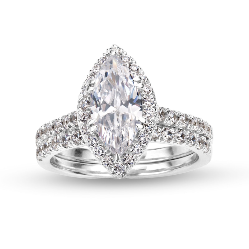 2-1/4 CT. T.W. Marquise-Cut Lab-Created Diamond Frame Bridal Set in 14K ...