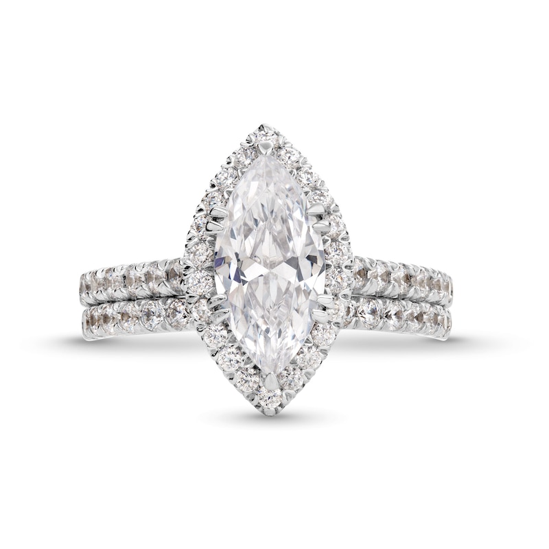2-1/4 CT. T.W. Marquise-Cut Lab-Created Diamond Frame Bridal Set in 14K White Gold (I/SI2)