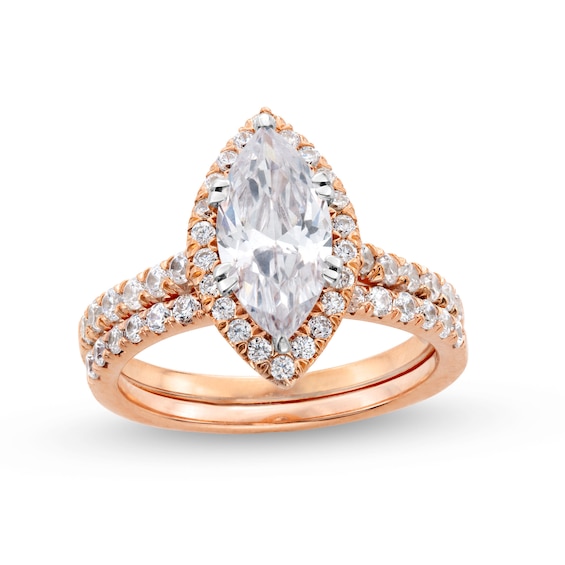 2-1/4 CT. T.w. Marquise-Cut Certified Lab-Grown Diamond Frame Bridal Set in 14K Rose Gold (I/Si2)