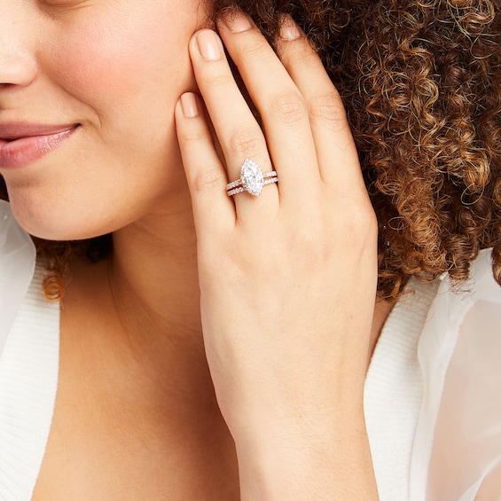 2-1/4 CT. T.w. Marquise-Cut Certified Lab-Grown Diamond Frame Bridal Set in 14K Rose Gold (I/Si2)