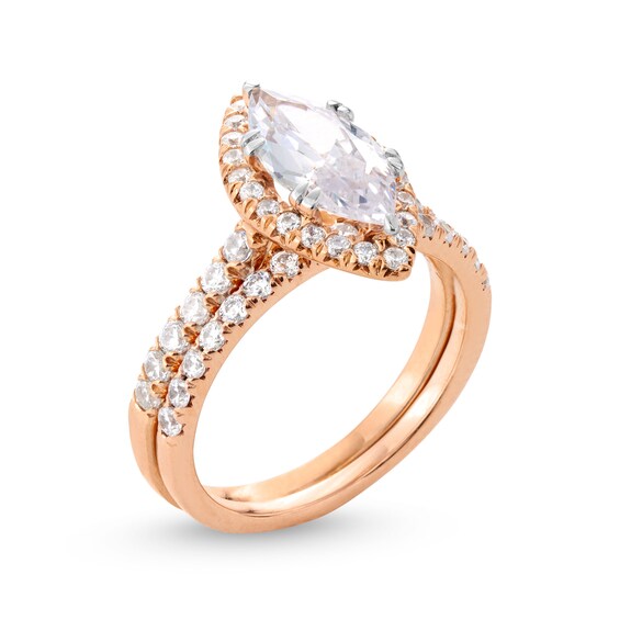 2-1/4 CT. T.w. Marquise-Cut Certified Lab-Grown Diamond Frame Bridal Set in 14K Rose Gold (I/Si2)