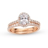 Thumbnail Image 1 of 1-1/3 CT. T.W. Oval Lab-Grown Diamond Frame Bridal Set in 14K Rose Gold (F/SI2)
