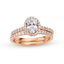 1-1/3 CT. T.W. Oval Lab-Grown Diamond Frame Bridal Set in 14K Rose Gold (F/SI2)