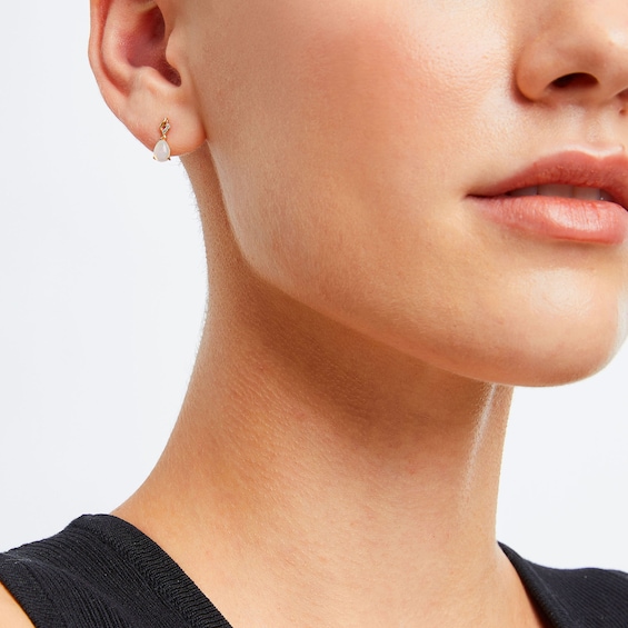 Pear-Shaped Opal and Diamond Accent Flame Drop Earrings in 10K Gold