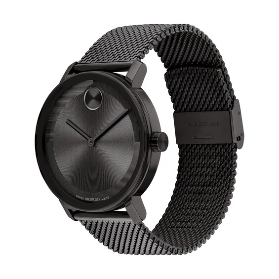 Men's Movado BoldÂ® Evolution Black IP Mesh Watch with Textured Tonal Black Dial (Model: 3601072)