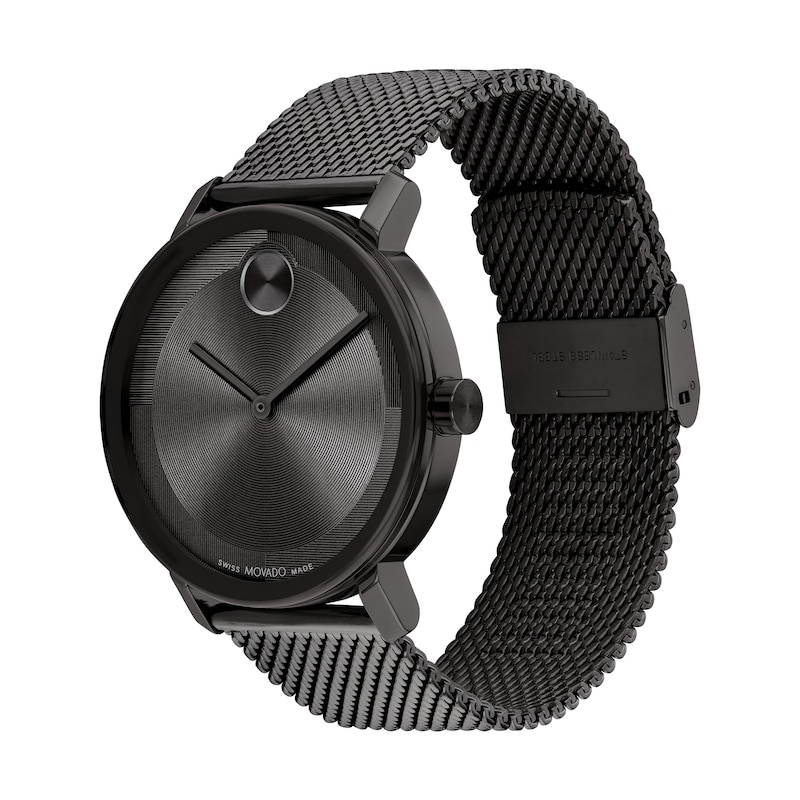 Main Image 2 of Men's Movado Bold® Evolution Black IP Mesh Watch with Textured Tonal Black Dial (Model: 3601072)