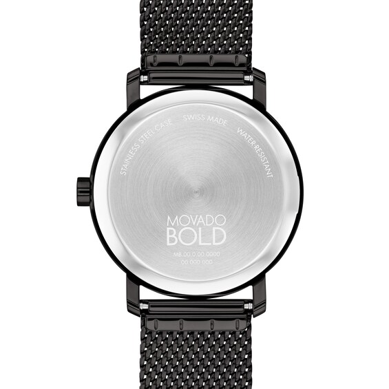 Men's Movado BoldÂ® Evolution Black IP Mesh Watch with Textured Tonal Black Dial (Model: 3601072)