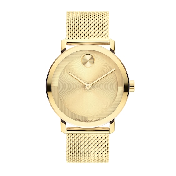 Men's Movado BoldÂ® Evolution Gold-Tone IP Mesh Watch with Textured Tonal Gold-Tone Dial (Model: 3601073)