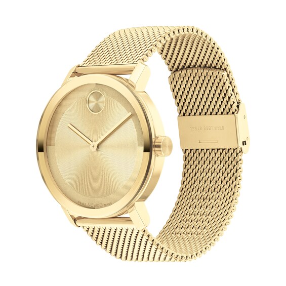 Men's Movado BoldÂ® Evolution Gold-Tone IP Mesh Watch with Textured Tonal Gold-Tone Dial (Model: 3601073)